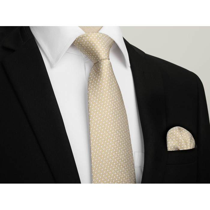 Кравка для чоловіків HISDERN на весілля: класичний дизайн у клітинку та в горошок, комплект з кишеньковим хустиною (шампань)