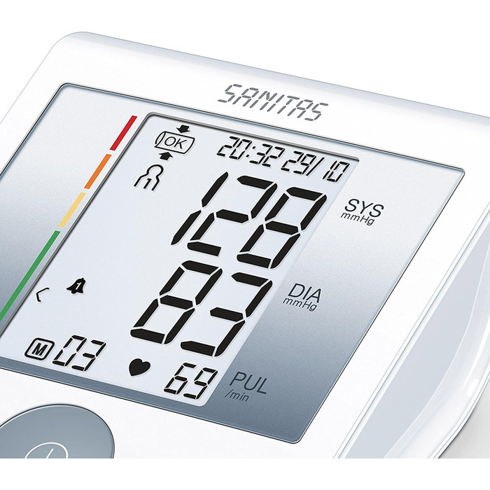 Тонометр Sanitas SBM 22 на плече з контролем положення манжети та кольоровою оцінкою результатів вимірювання, без HealthCoach App / Web / PC