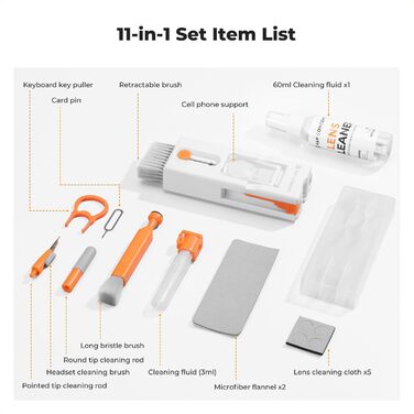 Набір для чищення електроніки K&F Concept 11 в 1: Airpods, клавіатури, ноутбуки, навушники, телефони, камери