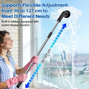 Електрична щітка для чищення ванни та душової кабіни, 7 насадок, бездротова, з висувним ручками, для ванної, кухні та авто (чорна)