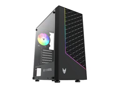 Oversteel Iridium: Ігровий корпус ПК з Mesh-панеллю, A-RGB вентилятором, USB 3.0, підтримка ATX/Micro ATX/ITX, чорний