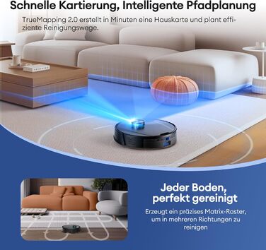 Робот-пилосос Ultenic T20 Pro з функцією миття підлоги, 8000 Па, станція самостійного очищення 3,5 л, для видалення шерсті тварин та килимів, AI-лазерне уникнення перешкод, керування через додаток