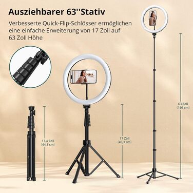 LED кільцева лампа Atumtek 12 дюймів з регульованою яскравістю, штатив 63 см, тримач для телефону та Bluetooth пульт, для стрімінгу, TikTok, Zoom, Vlogging, YouTube