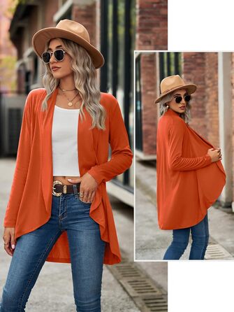Кардиган жіночий Faulily Daen з відкритою фронтальною частиною, в'язаний, однотонний, водоспадний, оливковий (XXL, Orange)