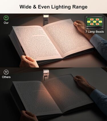 LED Кліпса для читання Gritin: USB-лампа, 3 кольори, регулювання яскравості, для книголюбів (біла/чорна)