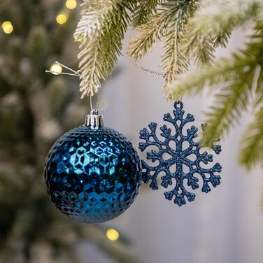 50 шт. прикрас для ялинки: сині ялинкові кулі, міцні, для різдвяного декору