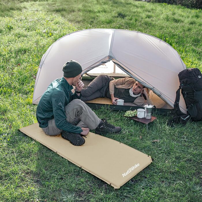 Naturehike Саморозкладаючий килимок для сну 5 см, туристичний килимок для кемпінгу, з'єднується з іншими, для наметів, гамаків, походів, сімейного кемпінгу, R-значення 4.8, зелений (хакі)