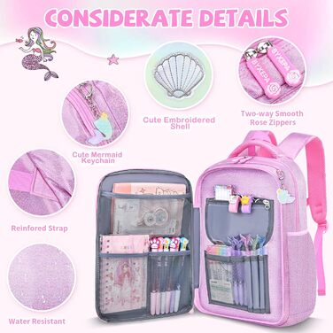 Рюкзак для дівчинки Schulrucksack Mermaid, рожевий - шкільний, 43x35x17 см, для дітей 5-10 років