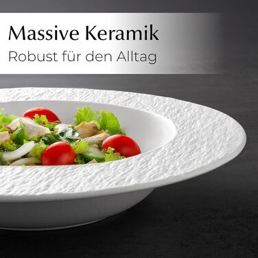 MIAMIO Набір посуду 16 предметів/Сучасний керамічний посуд/Набір посуду на 4 персони - Колекція Oasis (16 шт) (Білий, Набір посуду (20 шт))