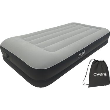 Надувний матрац Avenli самонадувний 191x99x36 см для 1 особи з вбудованим насосом, флоксована поверхня для кемпінгу та дому