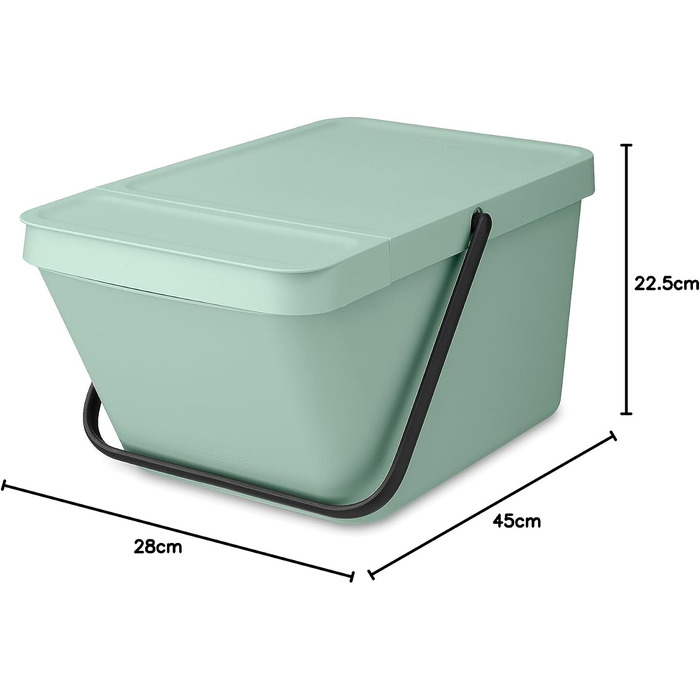 Сміттєвий кошик з кришкою Brabantia Sort & Go 16-20 л, для сортування відходів та тари, світло-зелений (Jade Green)