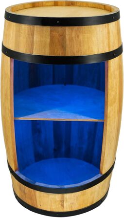 CREATIVE COOPER Fass bar LED RGB with Wine Holder - Wine Rack - Barrel House Bar 80x50cm - Rustic Decorative Bar Cabinet Wine Stand – Wine Cabinet (Oak)