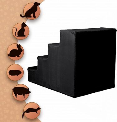 Сходинка для собак Mg Design - зручна та мобільна, для софи та ліжка, чорний колір, 40x45x5 см та 57x40.5x45 см