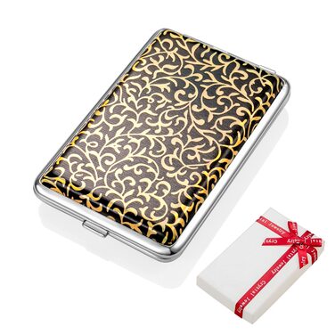 Чохол для сигарет з екошкіри для жінок та чоловіків, металевий, червоний, на 12 сигарет, slim-дизайн (золотий)