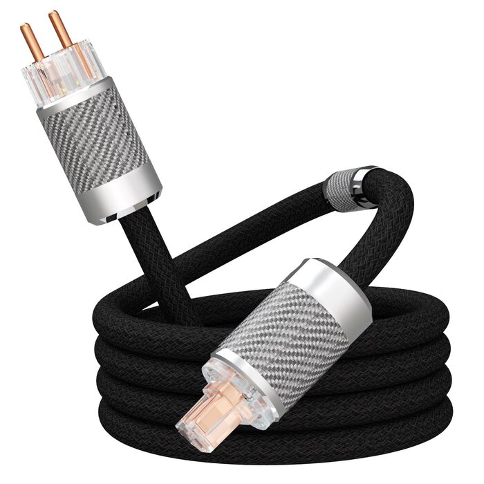 HiFi мережевий кабель Audiophile 10AWG з родієвим роз'ємом IEC320-C15, для підсилювача, сабвуфера та програвача вінілу, вуглецеве волокно, 2м