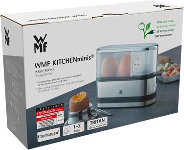 Електричний кошик для варіння яєць WMF Küchenminis на 2 яйця, з викруткою, BPA-free Tritan, 250W, Cromargan matt
