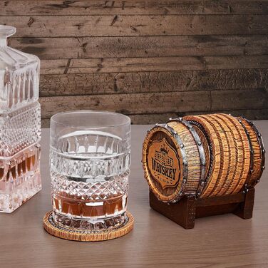 Bear Coasters Set of 6 Rustic Full Size Coasters in Handmade Canoe with Adorable Black Bear Figurines