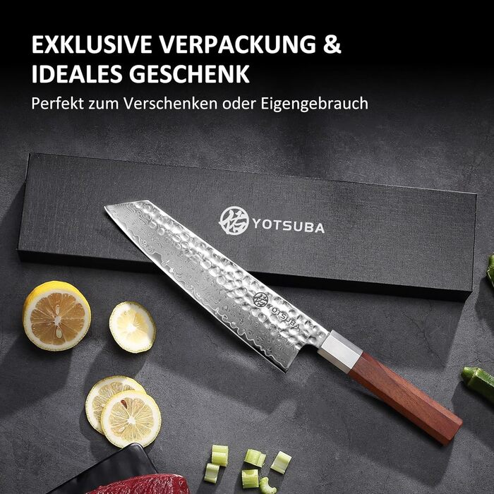 Кухонний ніж YOTSUBA Hackmesser 18 см, кухонний тесак, професійний ніж для м'яса та овочів, з ергономічною ручкою Pakkawood