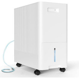 EUHOMY Електричний осушувач повітря 12л/24г, тихий та енергоефективний, з відведенням води, автоматичним розморожуванням, 3 режими, для квартири 25м²/122м³, спальні, підвалу (4500 кв.фт)