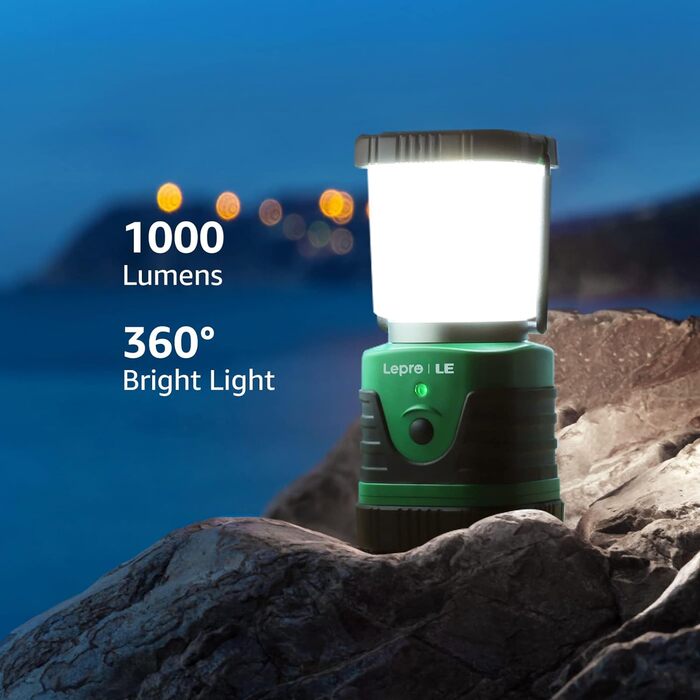 LED Camping Lantern Portable, Super Bright Rechargeable Spotlight with Handle and Hook, 4 Brightness Levels Dimmable, Emergency Light for Power Outages, Hiking, Emergencies, Blackouts, etc. [Energy Class A++]