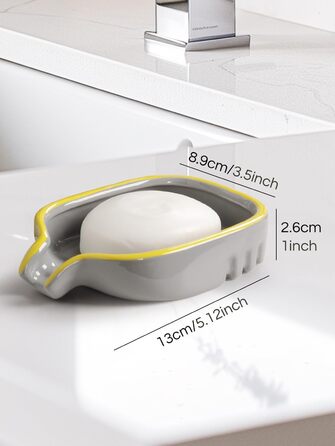 Керамічна мильниця BosilunLife з піддоном – неслизька підставка для мила, квадратна, сучасний мінімалізм для ванної, душу, кухні, умивальника (Сірий, Зелений)