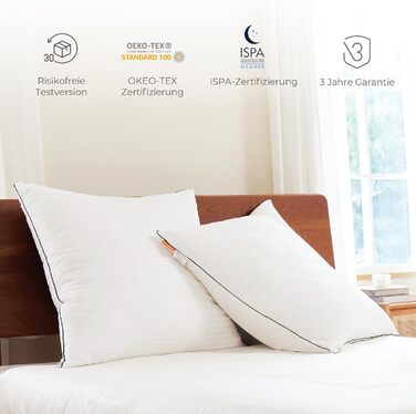 Sweetnight Pillow 80x80 2-Pack, 1300g Microfiber Pillow, Soft and Supportive Neck Pillow for All Sleeping Positions, Breathable 100% Cotton Cover, Öko-Tex Certified White 80 x 80 cm 2-Pack Striped Design 2