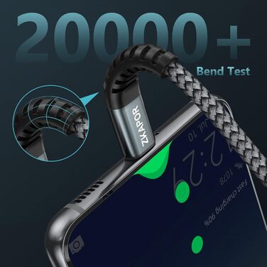 Кабель USB-C 2 шт. 1м, 3.1A, нейлон, сумісний з iPhone 15/15 Pro Max, Samsung Galaxy S23/S22/S21/S10, Note 10, Huawei P40/P30, Google Pixel