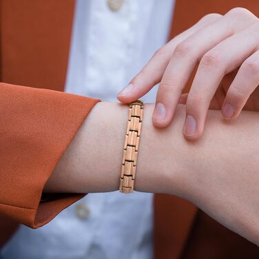 Браслет на руку MagnetRX® Ultrastarkes Titan Magnetarmband для жінок – титановий браслет з магнітами, регульований розмір, рожеве золото