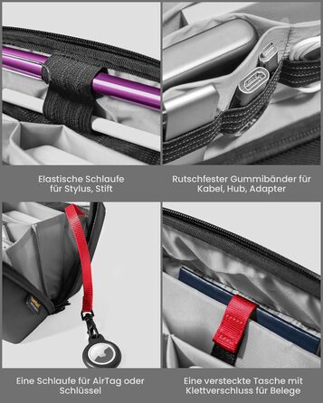 tomtoc Cable Bag Accessory Pouch, Electronics Accessories Cable Organizer Bag Tech Pouch, Travel Cable Bag for Charging Cables, External Hard Drive, MacBook Adapter, Charger, Power Bank, SD Cards, Black