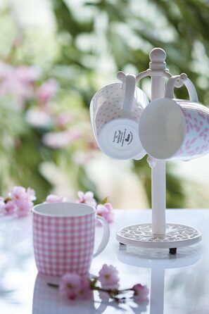 KitchenCraft Traditional Teacup Tree, Cast Iron, White, Holds 6 Cups, 30 cm x 13 cm x 13 cm
