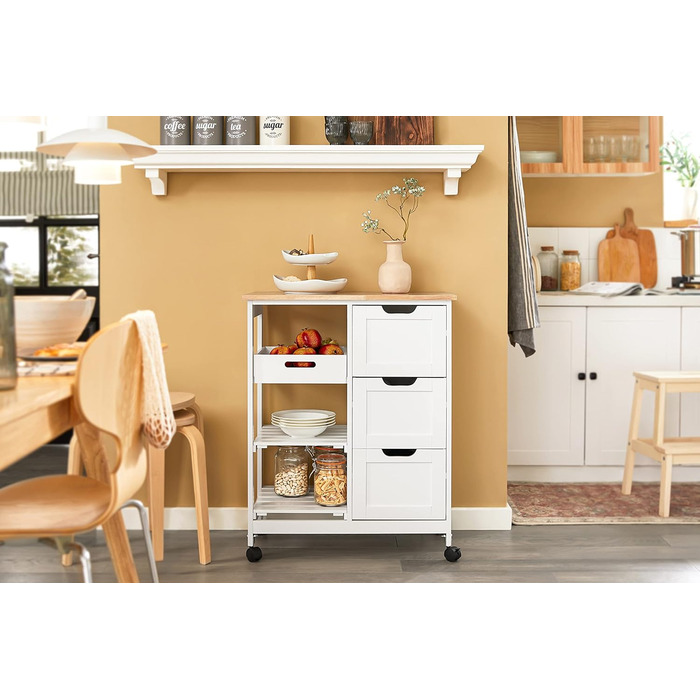 SoBuy Rolling Kitchen Cart with 2 Removable Shelves and 1 Tray