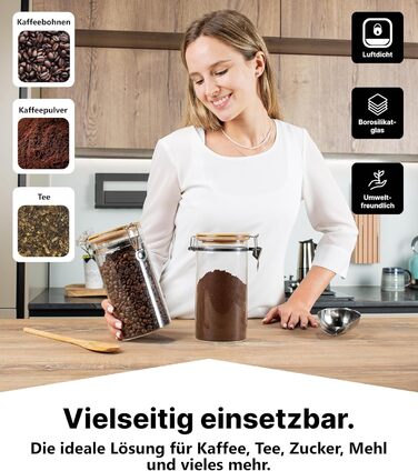 Набір кавових контейнерів Deco haus® 2 шт. з етикетками, 1,3 л - для кави, цукру, борошна, мюслі. Повітряно-непроникні контейнери для зберігання продуктів.