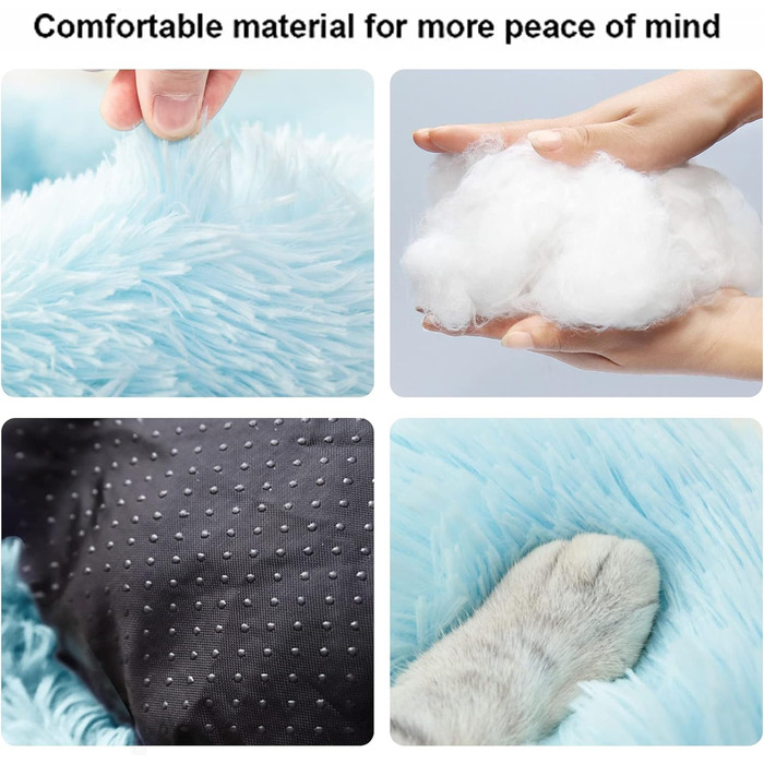 Кругле ліжко для котів та собак Nisrada, 60 см, блакитне, з неслизьким дном, для цуценят та кошенят