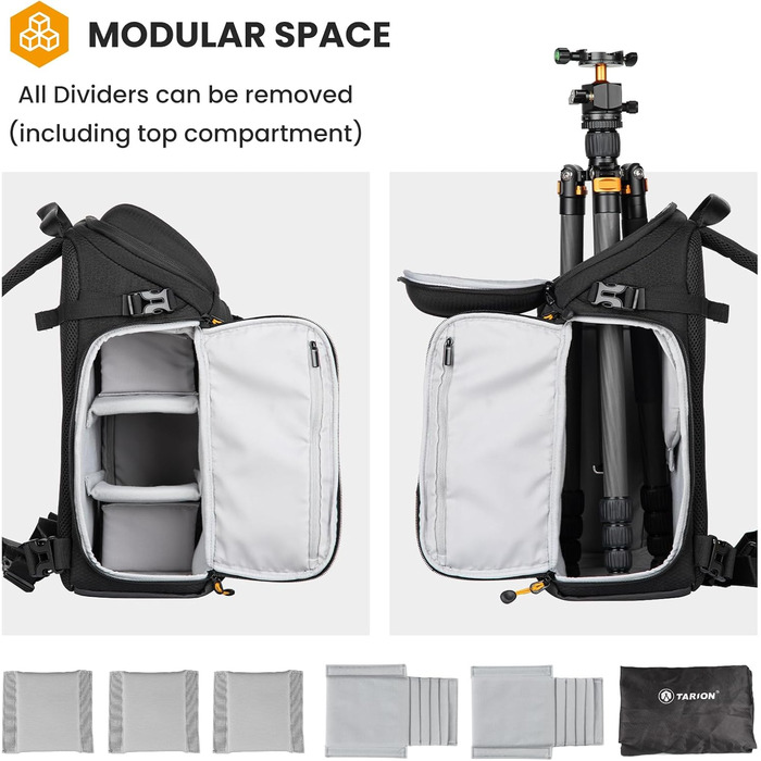 Сумка для камери Tarion Sling: фотосумка на плече для DSLR, об'єктивів, штативів та аксесуарів (чорна)