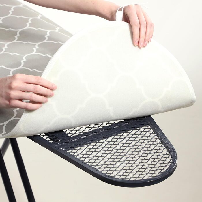 Кришка для прасувальної дошки KADAX з шнурком, бавовняна кришка для прасувальної дошки, кришка для прасувальної дошки для парогенератора, замінна кришка для прасувальної дошки з м'яким шаром (Сірий 132x48)