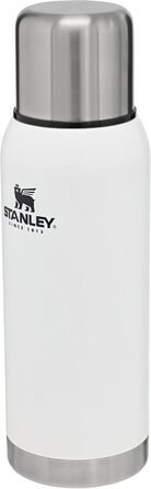 Термос Stanley Adventure з нержавіючої сталі, 1 літр - термопляшка, 1л, зберігає тепло/холод до 24 годин, без BPA, кришка-поїльник, білий (Polar White)