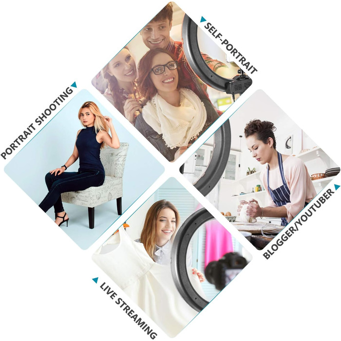 NEEWER Комплект кільцевого світла для фото та відео: 48 см, 52 Вт, 5500K, Bluetooth, для смартфона, YouTube, Self-Porträt Aufnahmen, RL-18