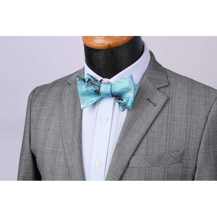 Чоловічий нагрудний хустинка HISDERN з візерунком пейслі, жаккард, для весілля, вечірки, самостійне зав'язування, універсальний розмір, блакитний