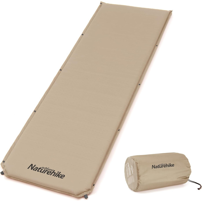 Naturehike Саморозкладаючий килимок для сну 5 см, туристичний килимок для кемпінгу, з'єднується з іншими, для наметів, гамаків, походів, сімейного кемпінгу, R-значення 4.8, зелений (хакі)