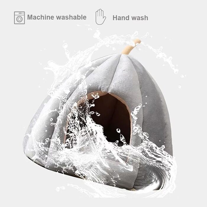 Миле ліжко для котів, ліжко-печериця для котів у стилі гарбуза, будиночок для домашніх тварин з знімним подушкою, м'яке напівзакрите ліжко-гарбуз для маленьких та середніх котів