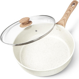 Сковорода з антипригарним покриттям Michelangelo з кришкою 28 см, глибока сковорода з кришкою, сковорода для тушкування 28 см, індукційна сковорода з антипригарним покриттям з м'якою бакелітовою ручкою, підходить для індукційних плит, чорна