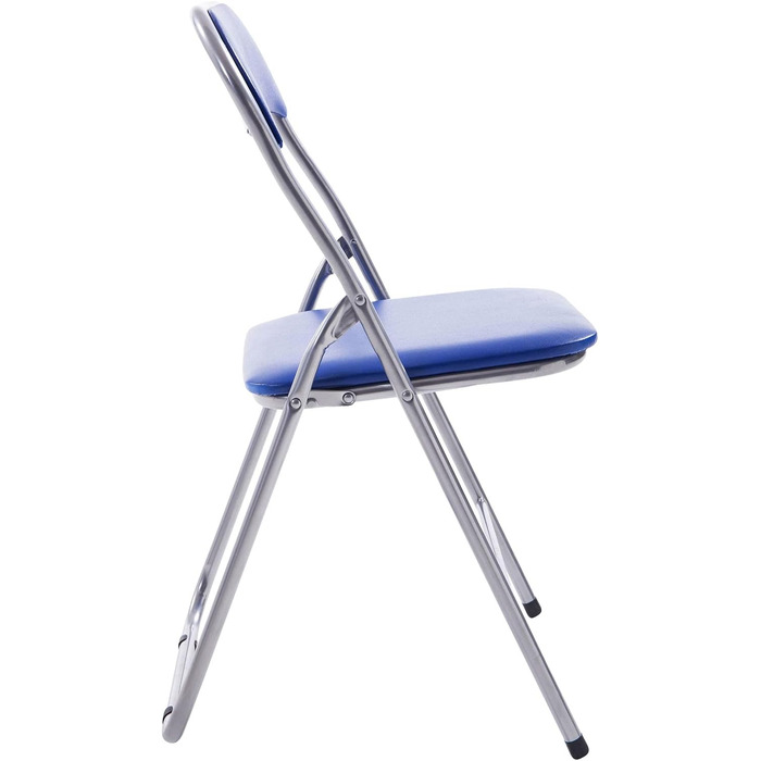 CLP Folding Chair Felix I Padded Folding Chair with Faux Leather Upholstery, Color: (Blue/Silver)