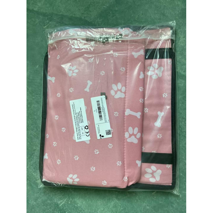 Автокрісло для собак, водонепроникне, дихаюче, для малих та середніх порід, безпечне, миється, переноска для тварин (рожевий колір, з візерунком кісток)