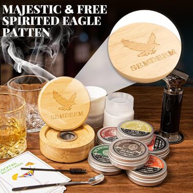 Набір для копчення віскі, ретро-дизайн, з ліхтариком, 6 смакових стружок, 2 склянки, 2 форми для кубиків льоду, набір для коктейлів, подарунок для чоловіків, батька, набір для копчення бурбону