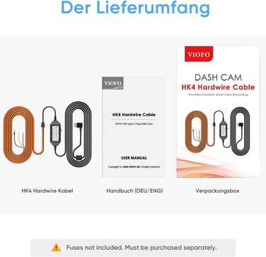 Кабель живлення VIOFO HK4 Hardwire Kit для відеореєстраторів A329, A119M, A229 (Type-C) з режимом паркування та захистом від розрядження акумулятора