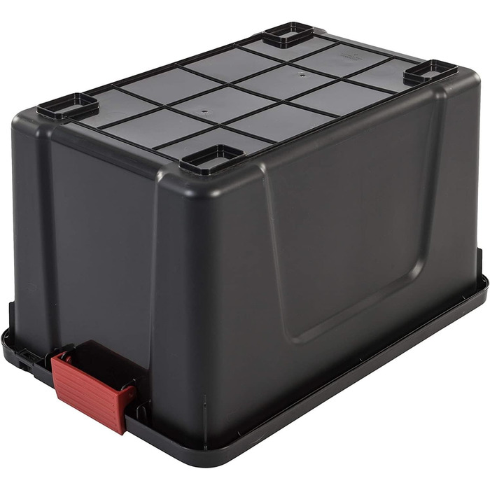 Iris Ohyama Large Plastic Storage Box, 60L Garage Storage Box, 3-Piece Set, SIA-60, Black, Stackable, Binder Clips? B59 x D39.5 x H35.5 cm
