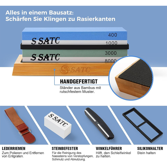 Набір для заточування ножів S SATC Premium 8 в 1 (400/1000/3000/8000 зернистість) для кухонних ножів