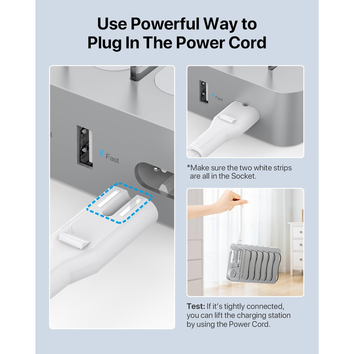 Зарядна станція SooPii USB 60W/12A з 6 портами, органайзер для декількох пристроїв з тримачем для Apple Watch, 6 кабелів в комплекті (срібло)