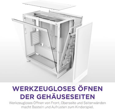 Корпус NZXT H7 Flow для ПК ATX з покращеною вентиляцією | Підтримка до 3 x 120 мм вентиляторів для охолодження GPU | 3 x 120 мм фронтальні вентилятори | Підтримка радіатора 420 мм | Flow 2024, білий