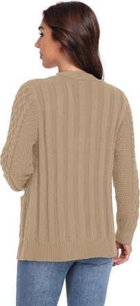 Жіночий в'язаний кардиган GRECERELLE з V-подібним вирізом та ґудзиками, класичний стиль, осінь-зима, бежевий колір